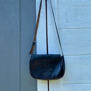 Leather upper handmade crossbody purse